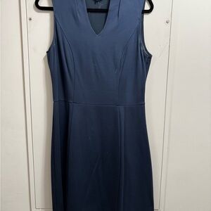 Brooks Brothers Blue Sheath Midi Dress V-Neck Sleeveless
